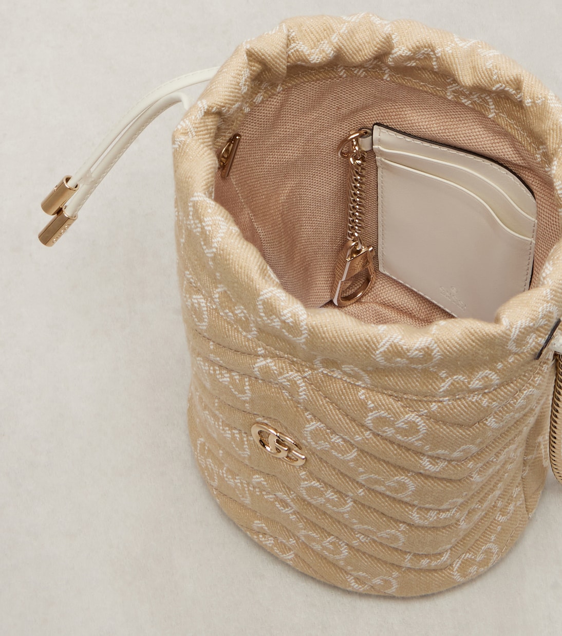 GG Marmont Mini denim bucket bag | Gucci