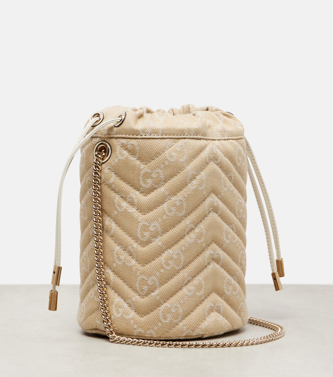 GG Marmont Mini denim bucket bag | Gucci