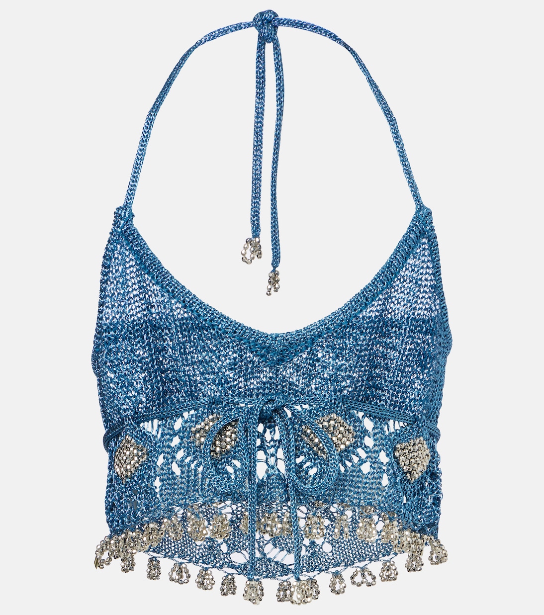 Crop top de croché de lamé adornado | Rabanne