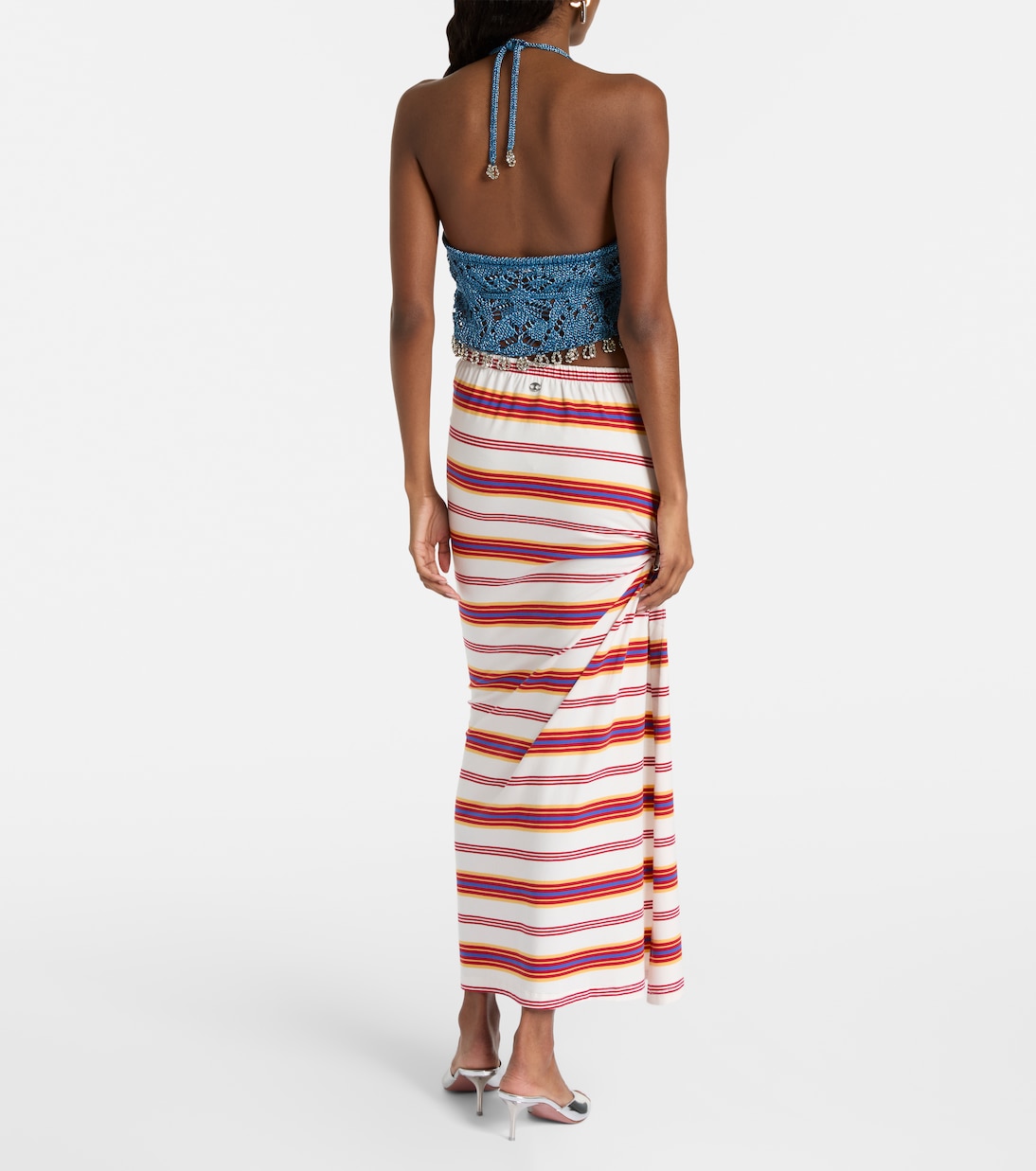 Crop top de croché de lamé adornado | Rabanne