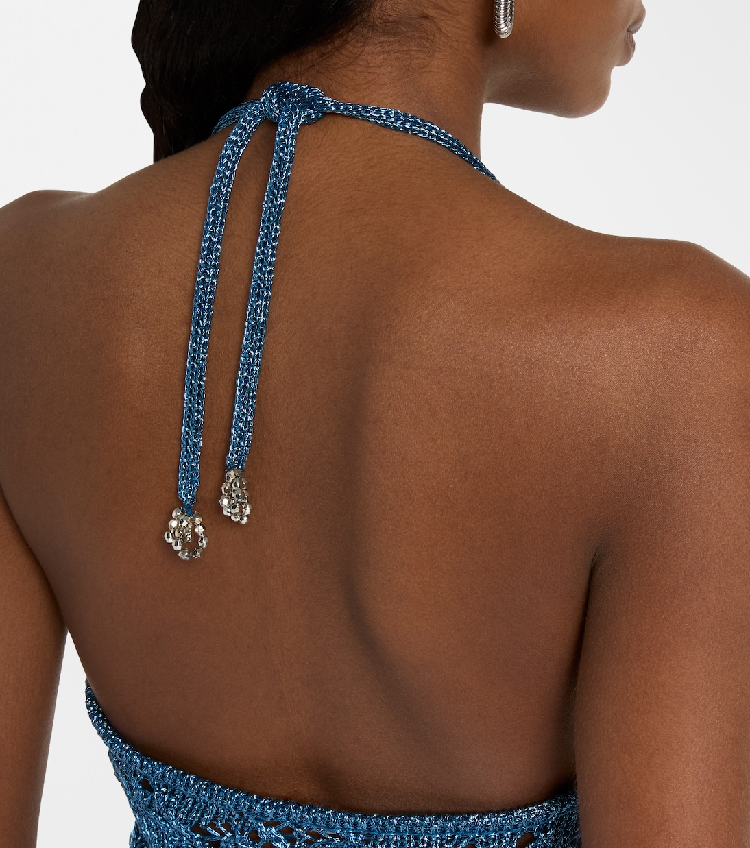 Crop top de croché de lamé adornado | Rabanne