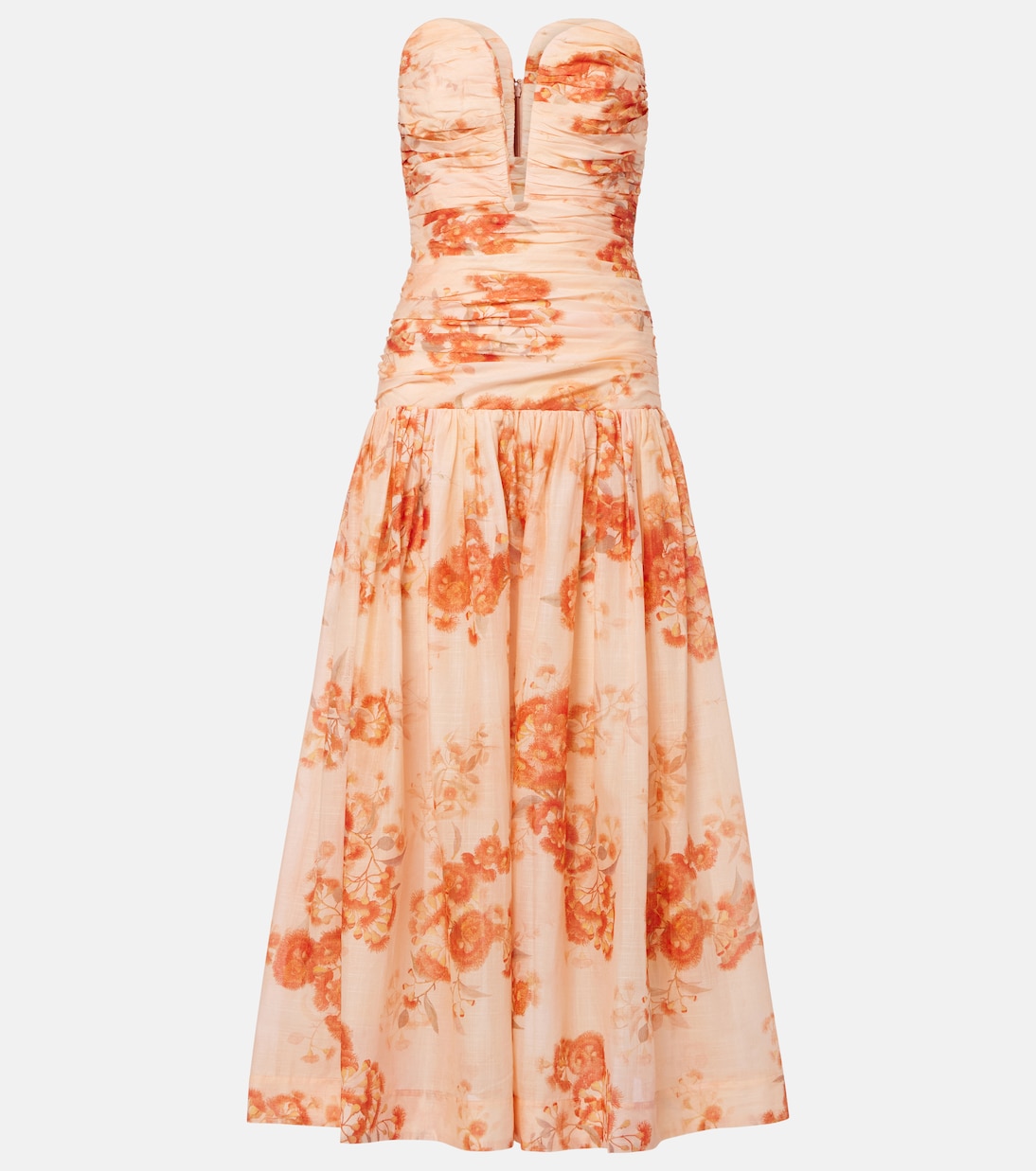 Robe midi bustier Cascadian en coton à fleurs | Zimmermann