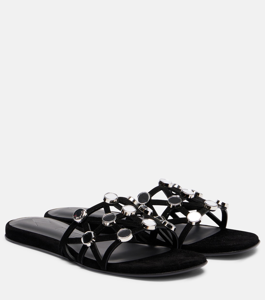 Grid embellished suede flat sandals | The Attico