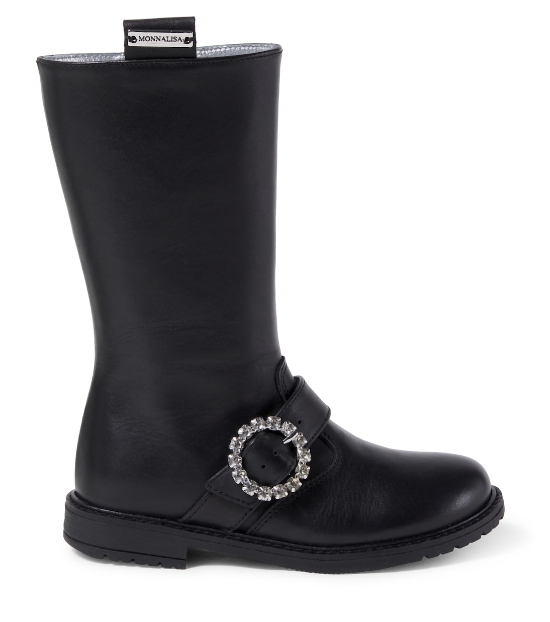 Stiefel aus Leder mit Kristallen | Monnalisa