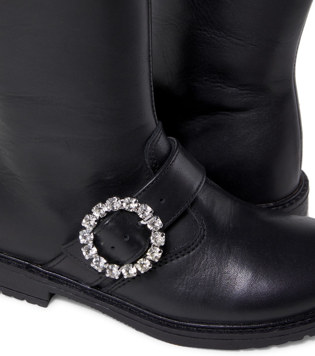Stiefel aus Leder mit Kristallen | Monnalisa