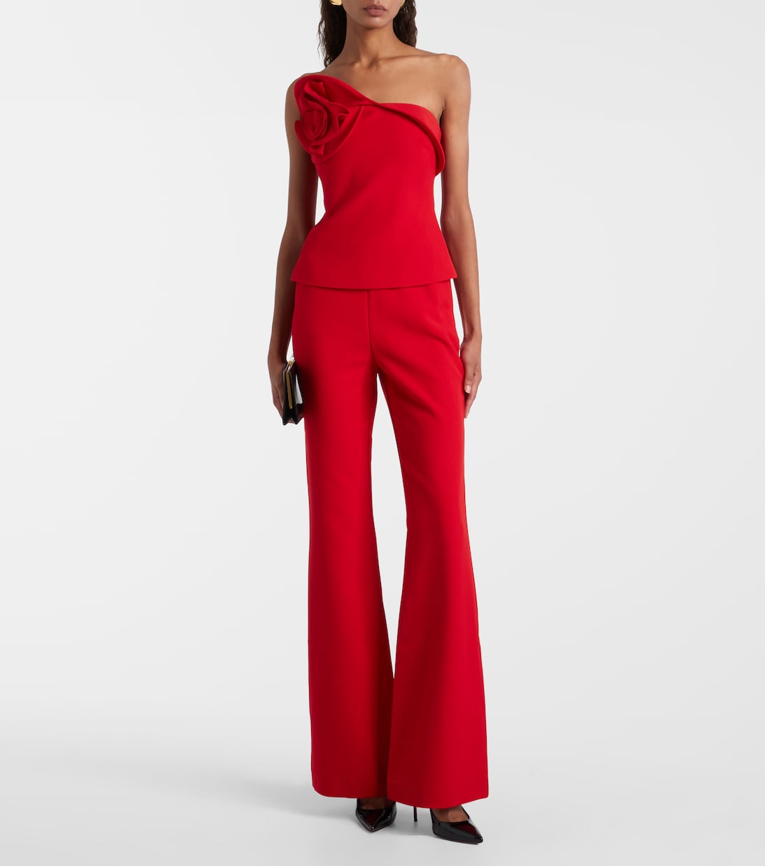 Floral-appliqué strapless crêpe top | Roland Mouret