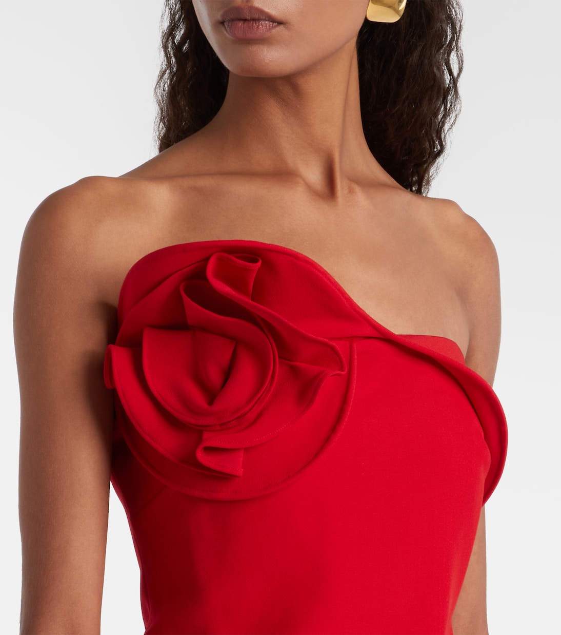 Floral-appliqué strapless crêpe top | Roland Mouret