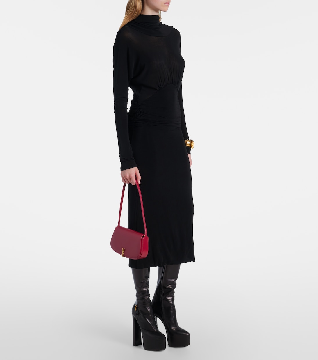 Nico leather platform knee-high boots | Saint Laurent
