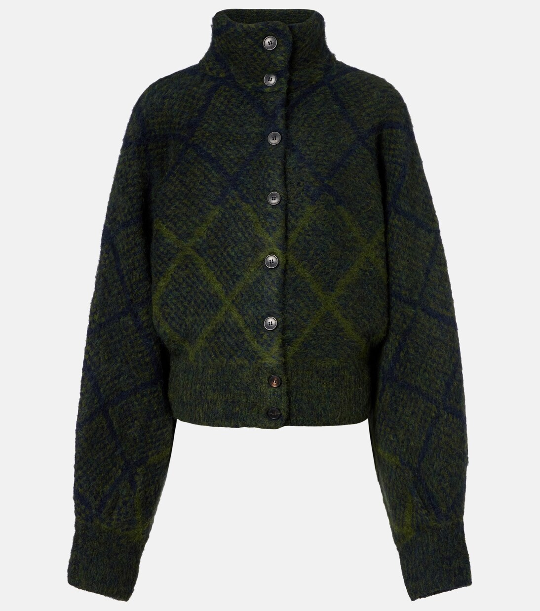 Argyle alpaca and wool-blend cardigan | Dries Van Noten