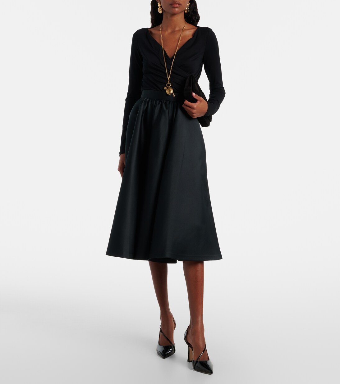 Farneto flared satin midi skirt | Max Mara