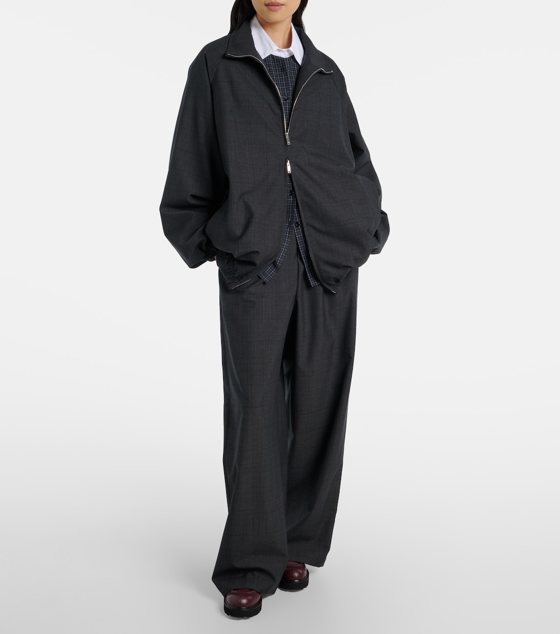 Baxter plaid oversized blouson jacket | The Frankie Shop