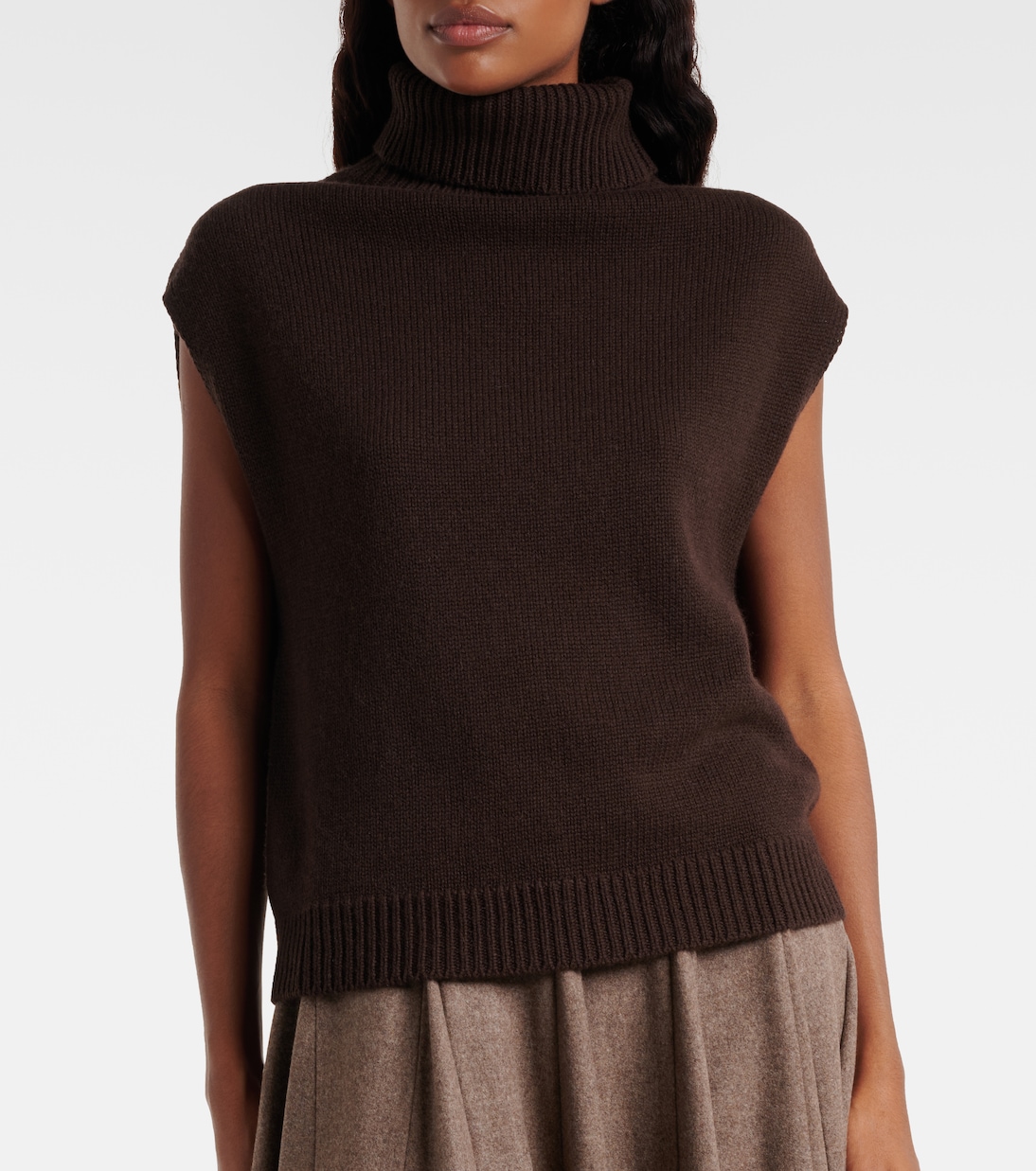 Turtleneck wool and cashmere sweater vest | Jardin des Orangers