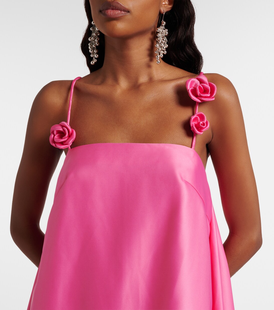 Fiona floral-appliqué satin minidress | Leo Lin