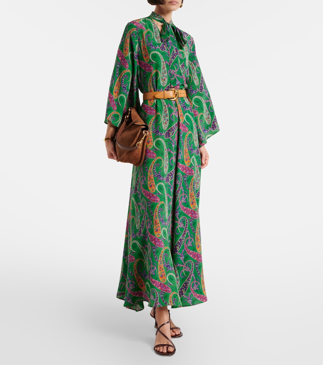 Vestido largo de seda con paisley | Etro