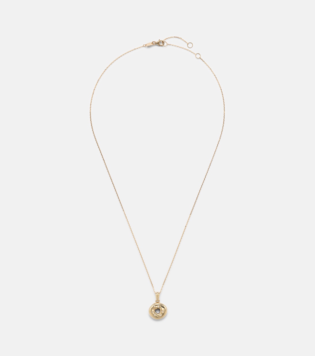 Bagel Brunch 14kt gold pendant necklace with diamonds | Stone and Strand