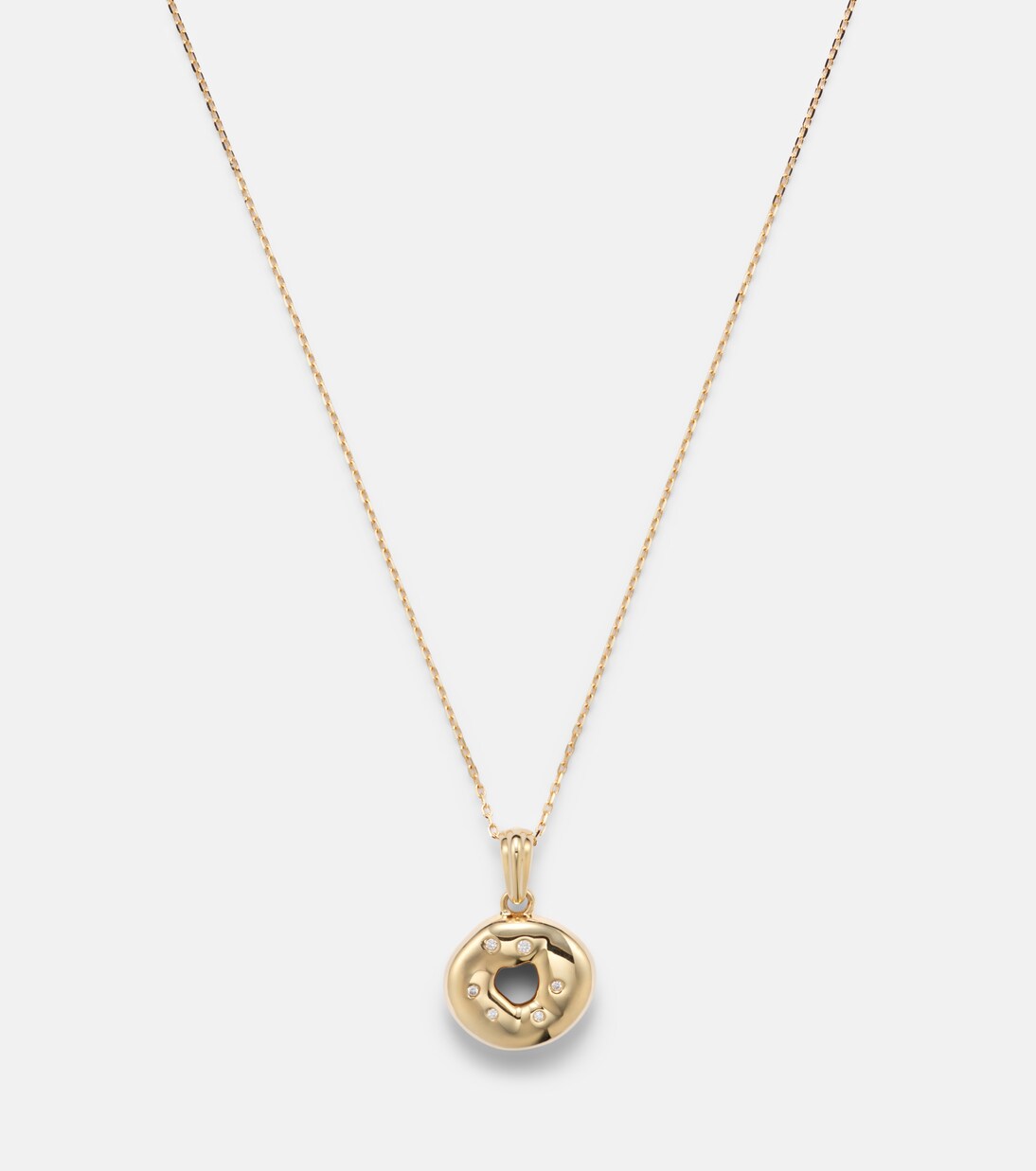 Bagel Brunch 14kt gold pendant necklace with diamonds | Stone and Strand
