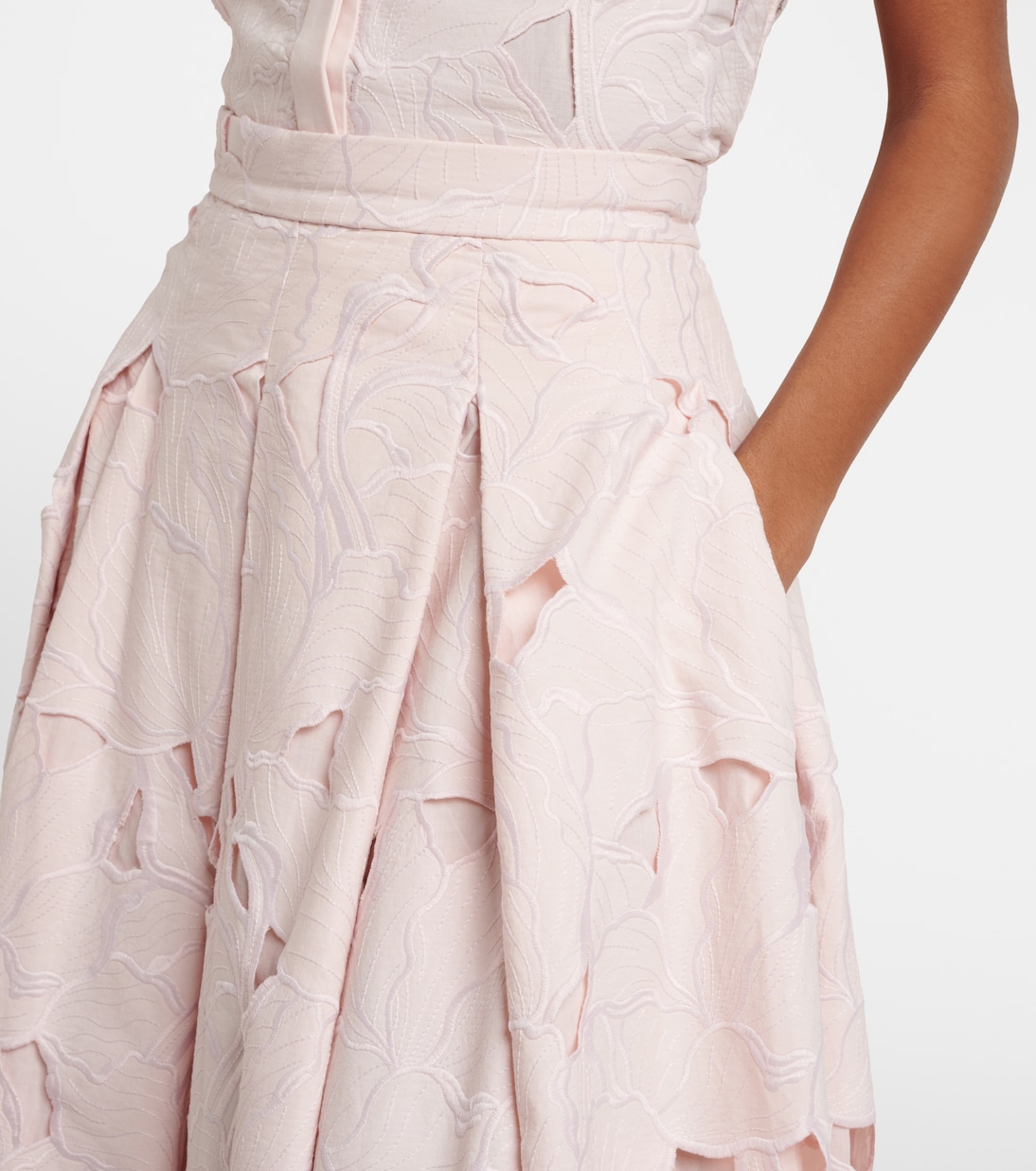 Cutout floral pleated midi skirt | Erdem