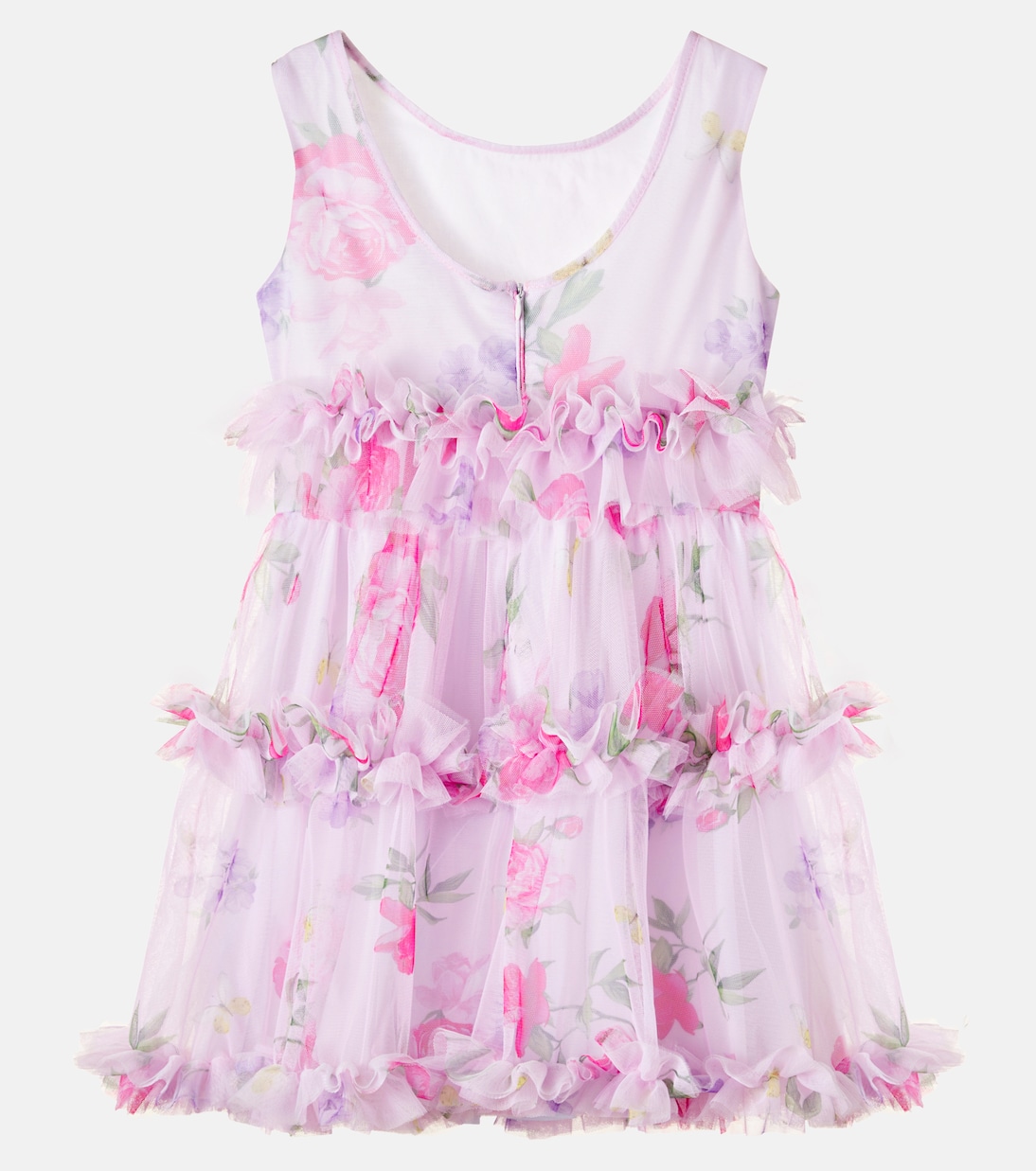 Vestido de tul floral con volantes | Monnalisa