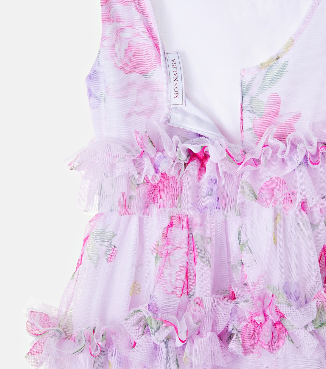 Vestido de tul floral con volantes | Monnalisa