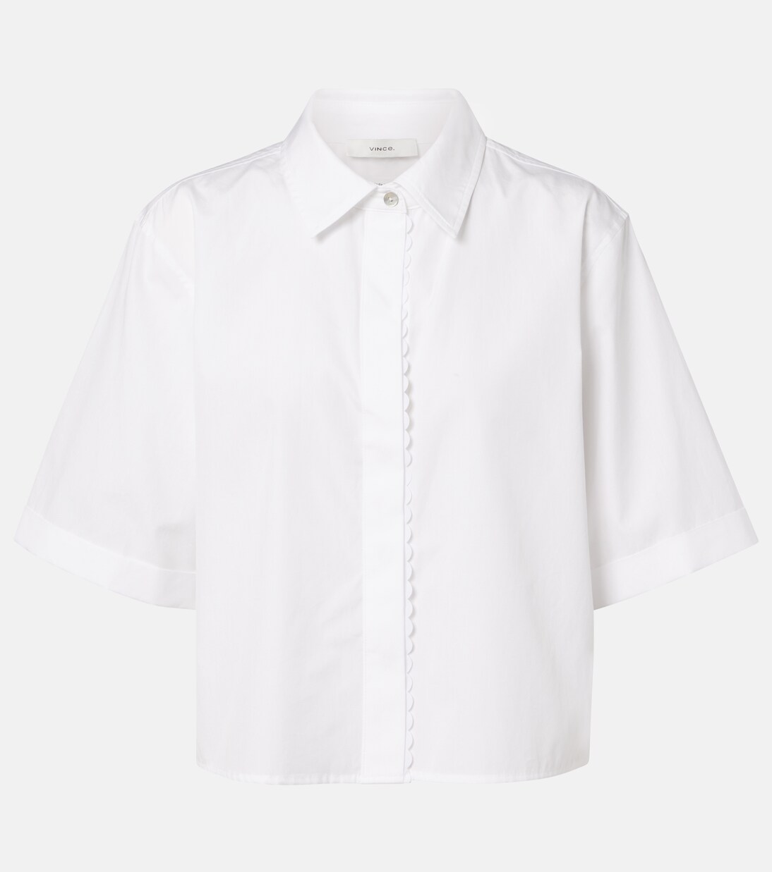 Scalloped cotton poplin shirt | Vince