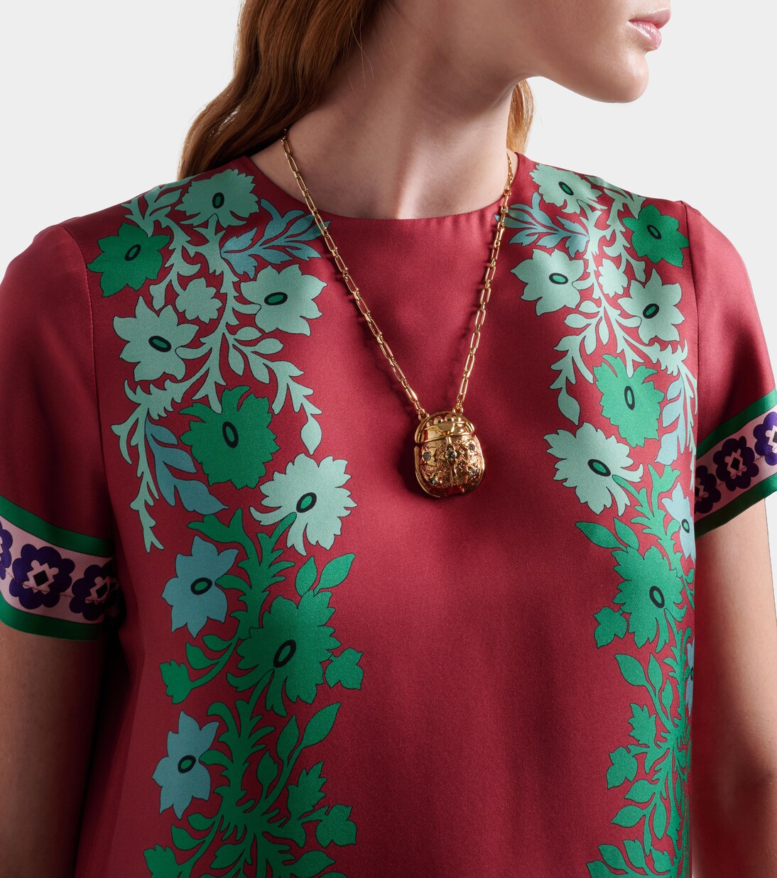 Lady Scarab 골드 플레이트 펜던트 네크리스 | La DoubleJ