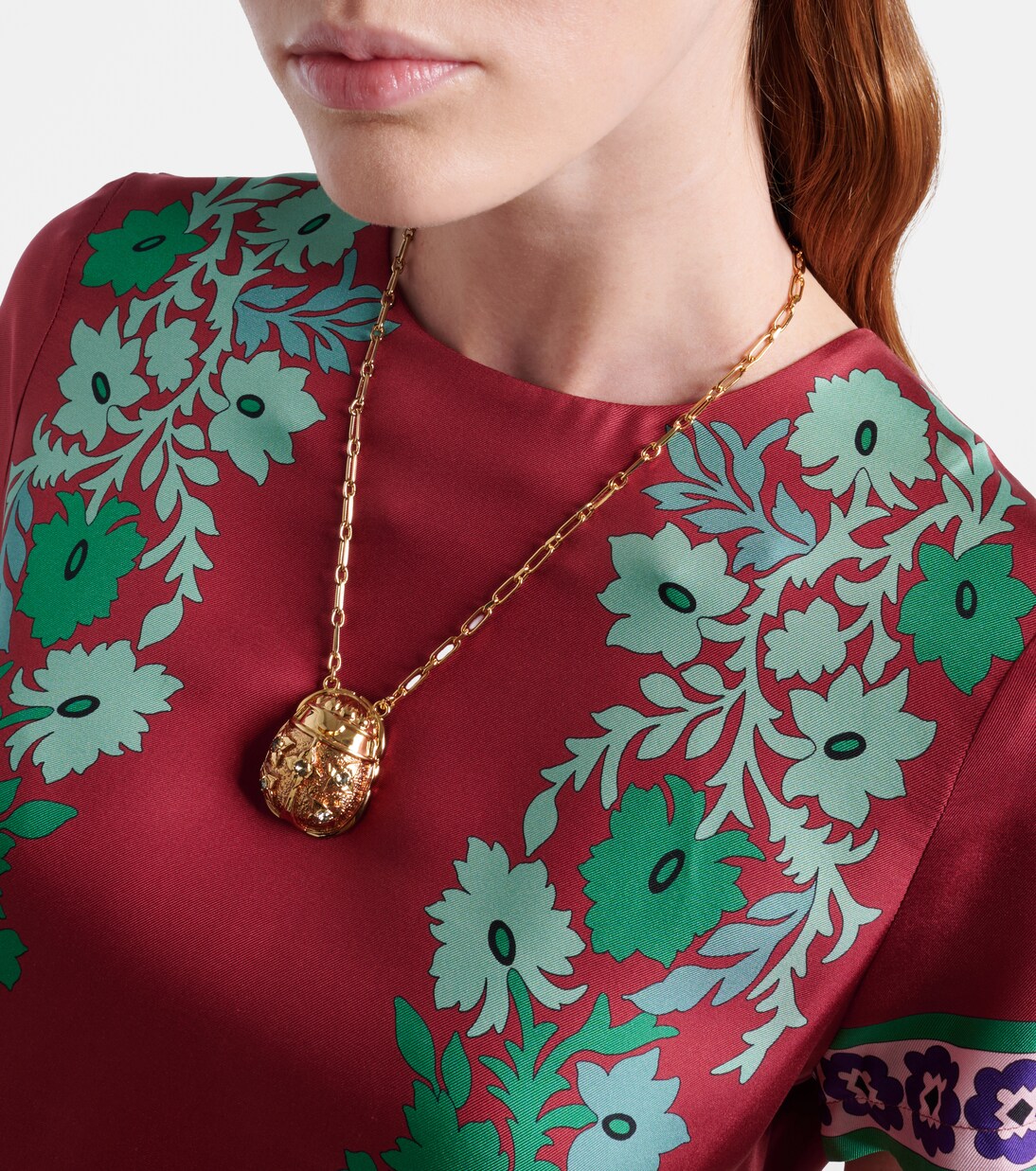 Lady Scarab 골드 플레이트 펜던트 네크리스 | La DoubleJ