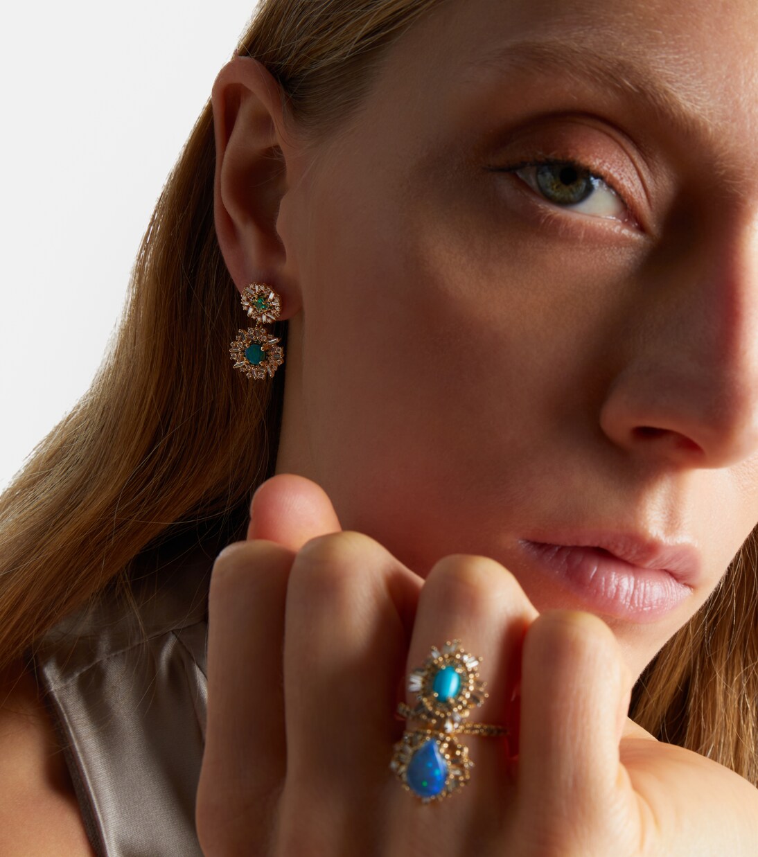 18kt gold (750/1000) drop earrings with gemstones | Suzanne Kalan