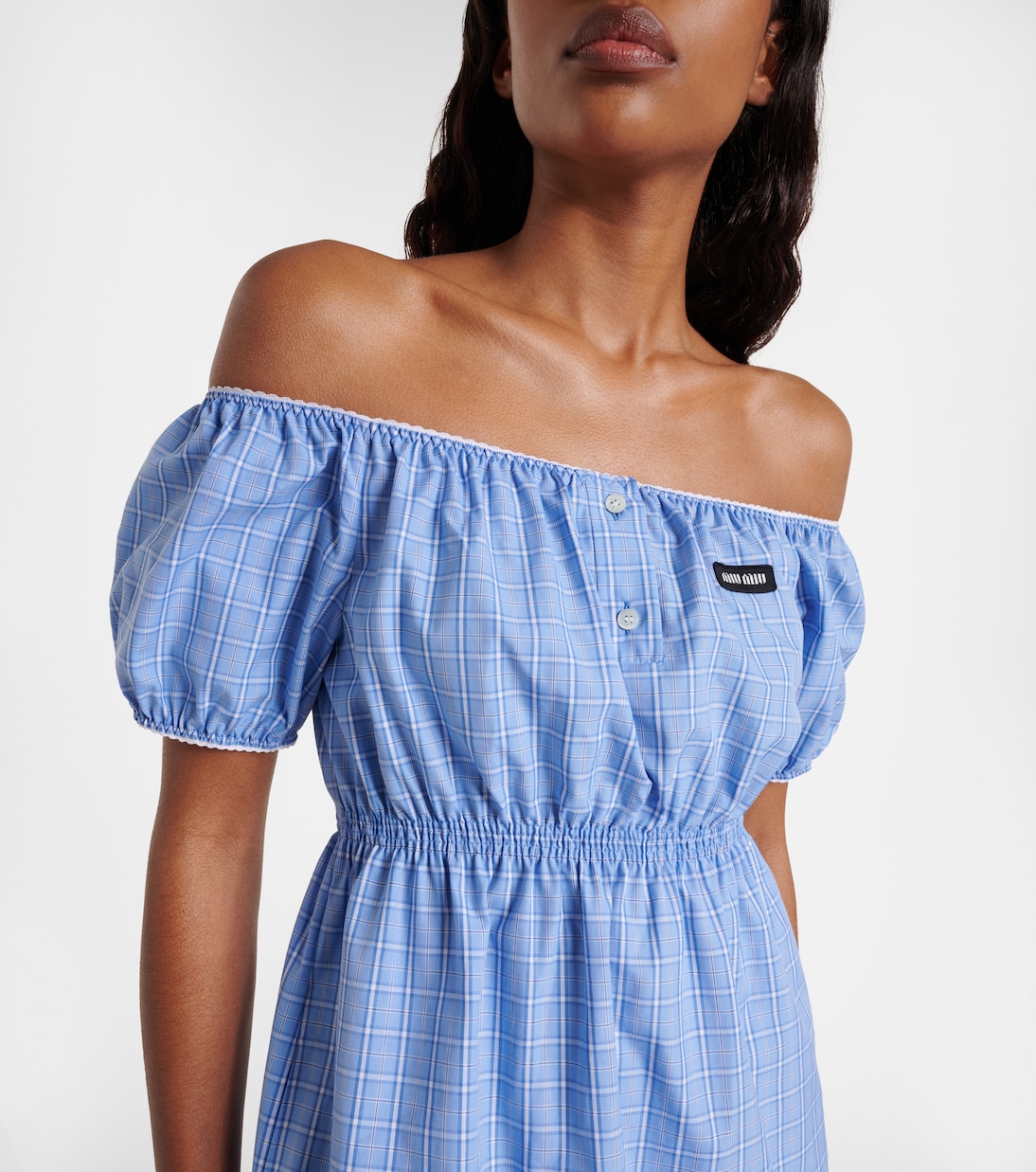 Checked cotton poplin minidress | Miu Miu