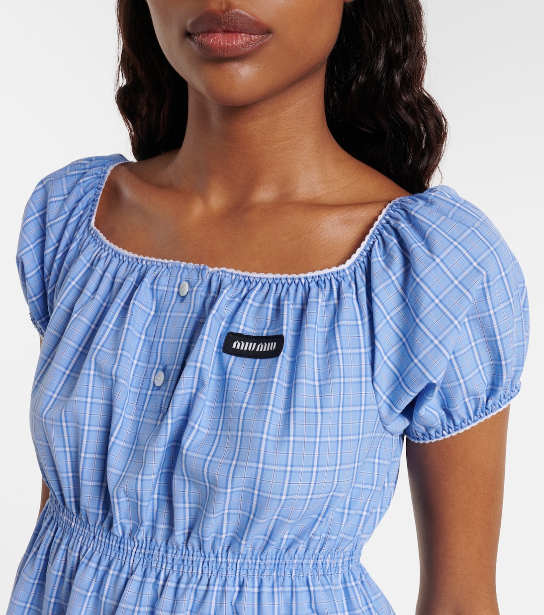 Checked cotton poplin minidress | Miu Miu