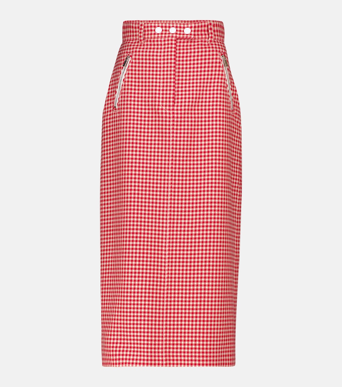 Gonna midi a quadretti in lana | Miu Miu