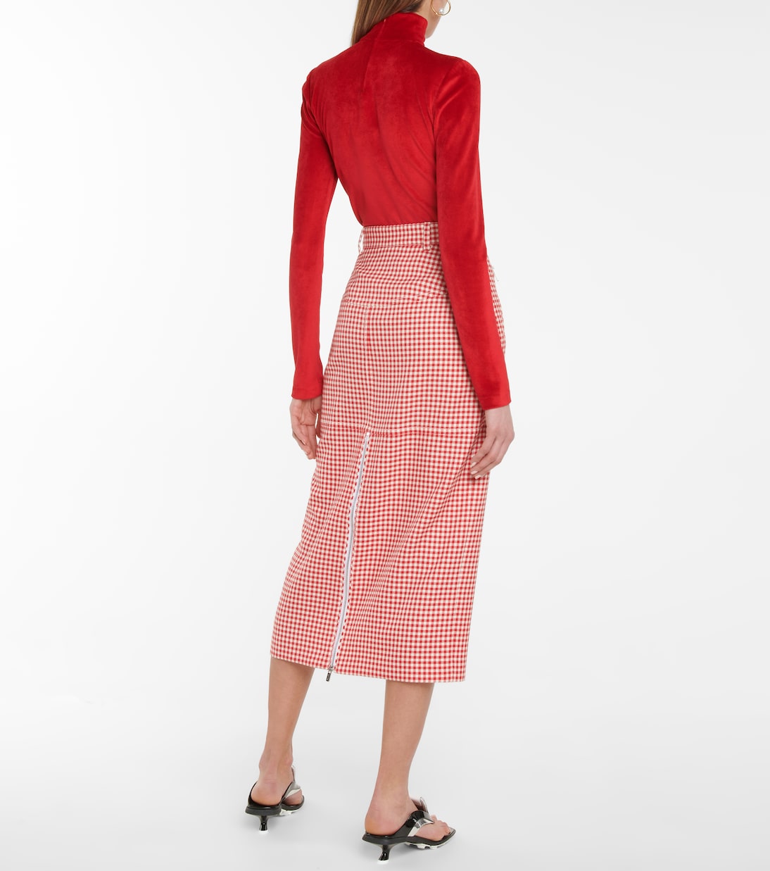 Gonna midi a quadretti in lana | Miu Miu