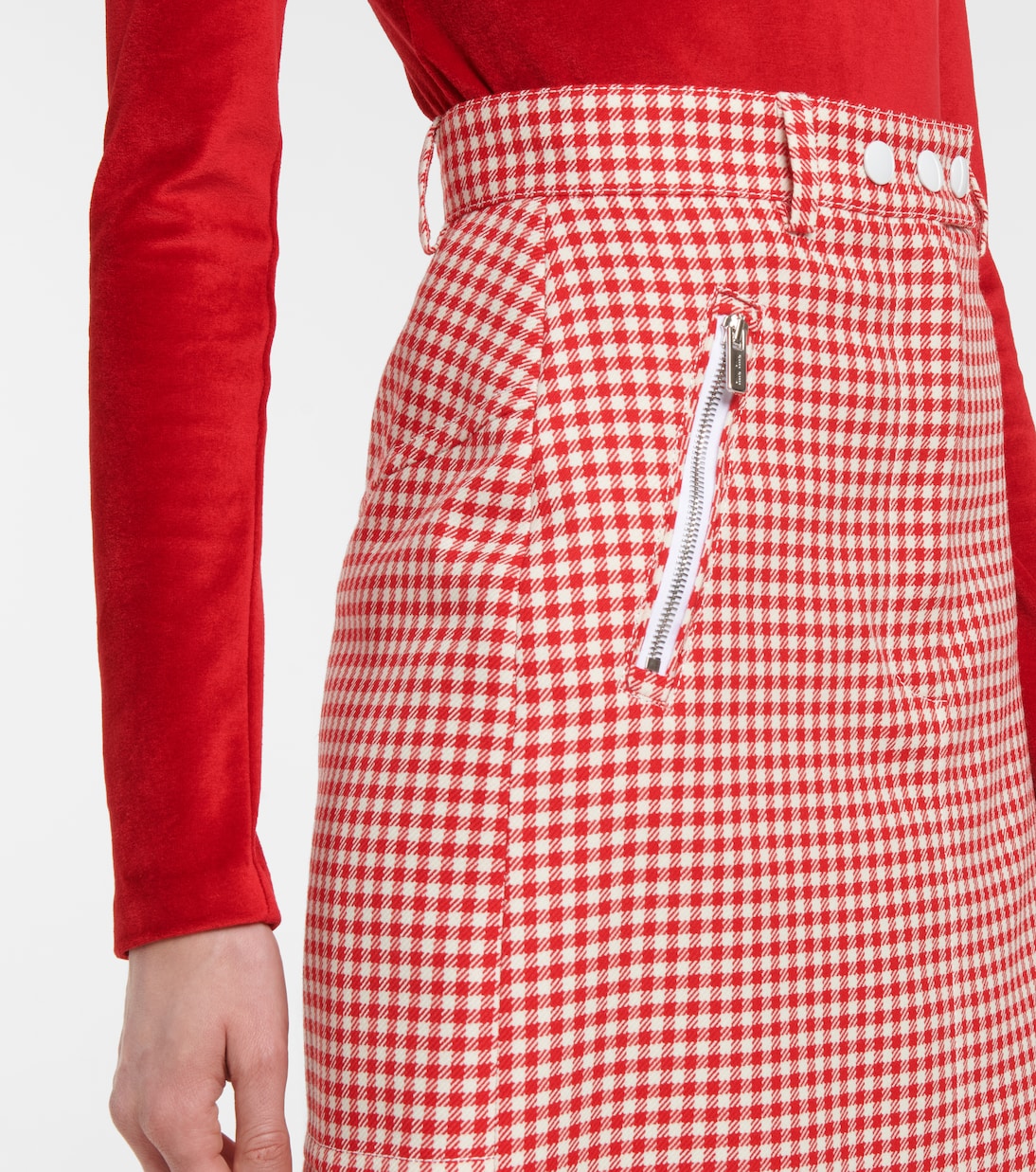 Gonna midi a quadretti in lana | Miu Miu