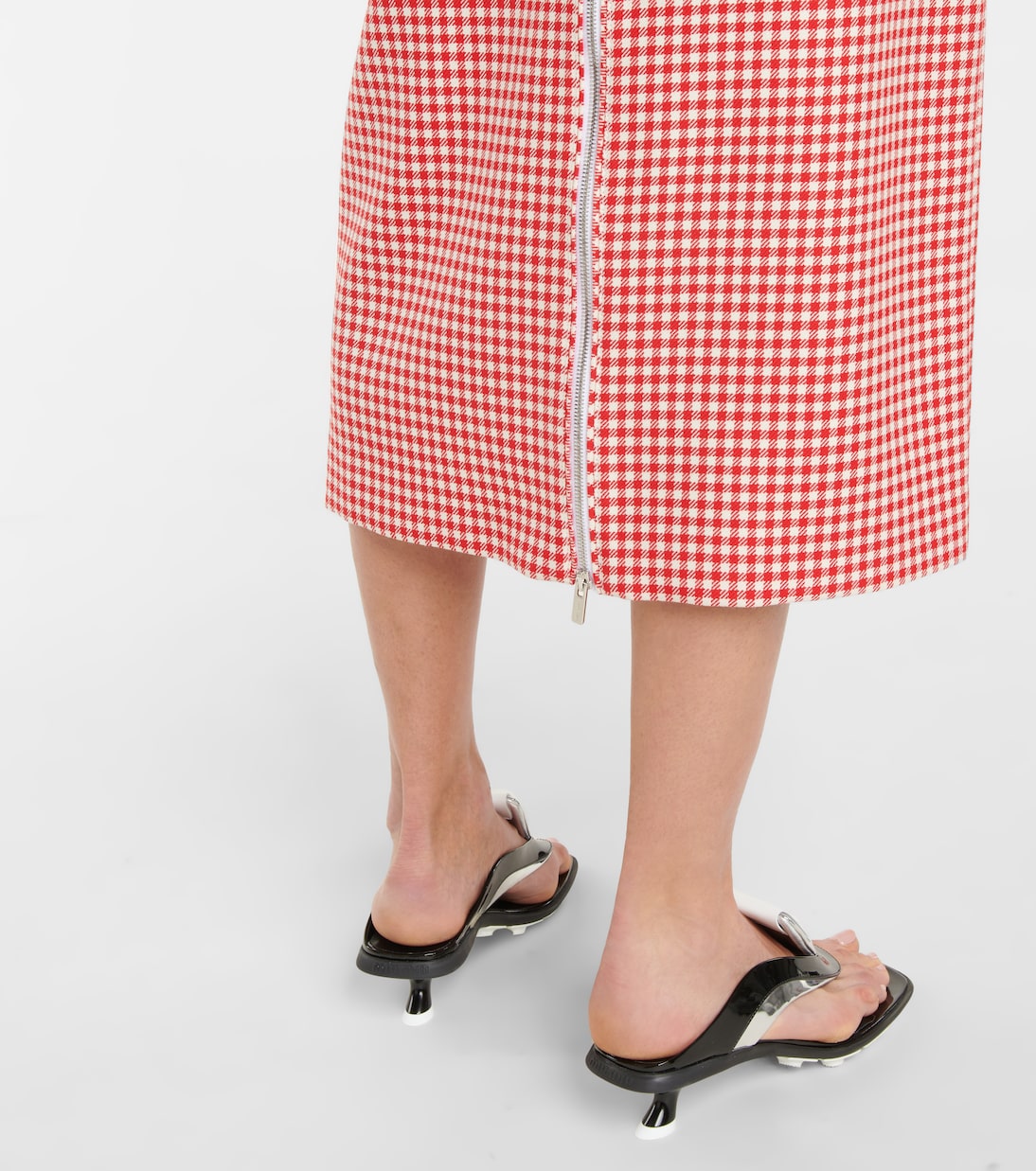 Gonna midi a quadretti in lana | Miu Miu