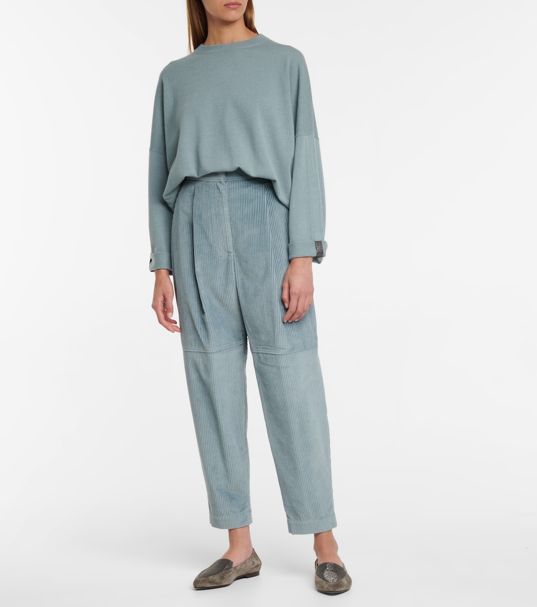 High-rise corduroy pants | Brunello Cucinelli