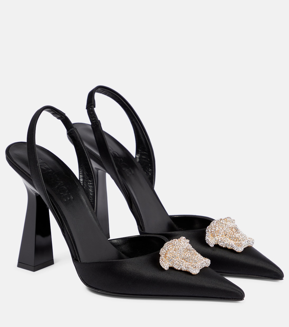 Verzierte Slingback-Pumps La Medusa aus Satin | Versace