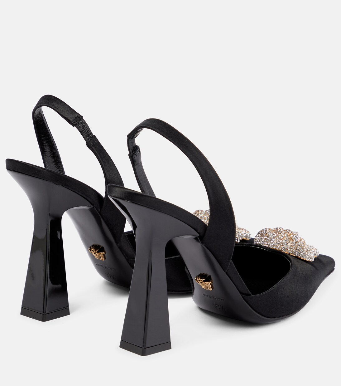 Verzierte Slingback-Pumps La Medusa aus Satin | Versace