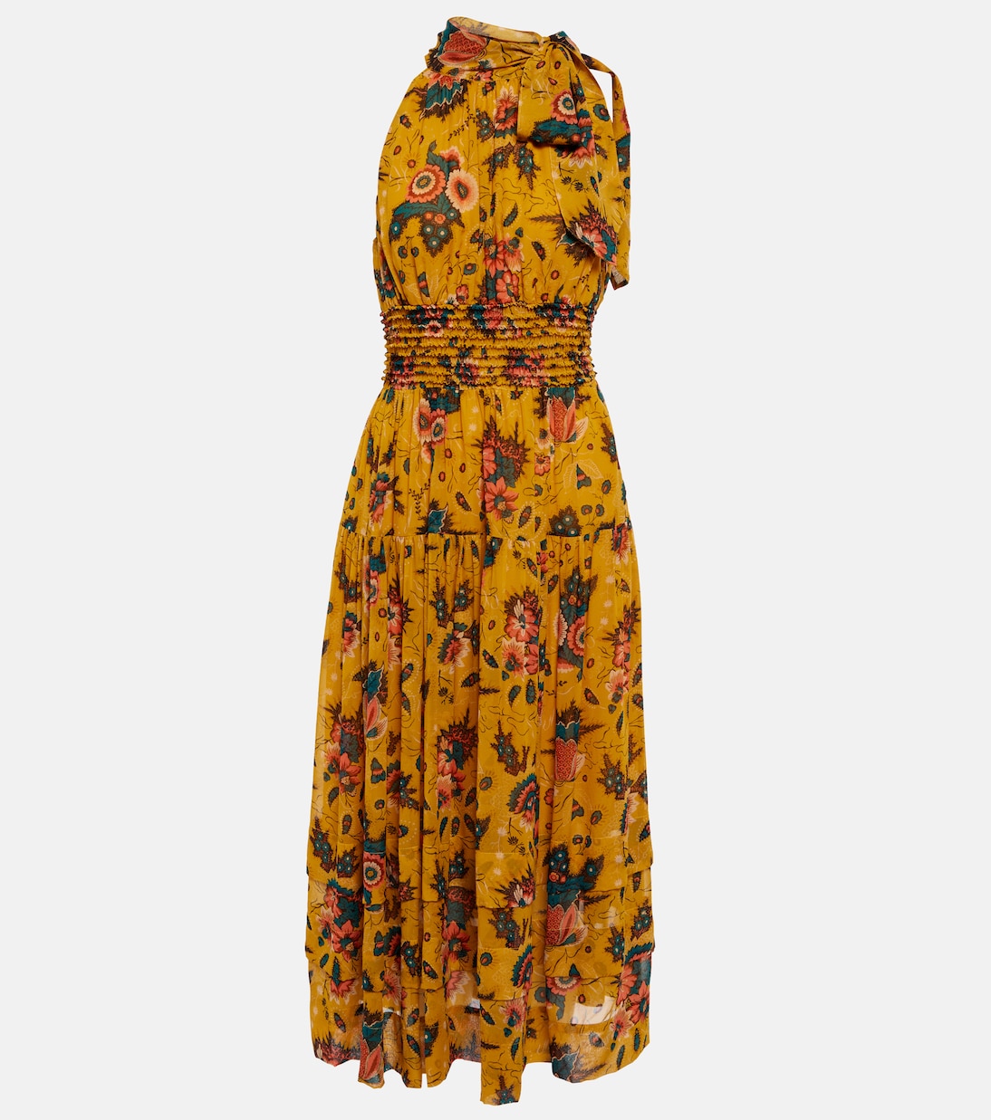 Vestido midi Maya de chifón de seda | Ulla Johnson