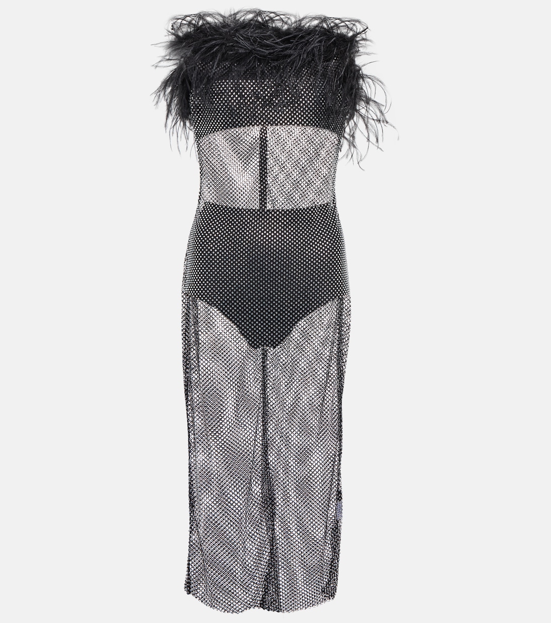 Feather-trimmed embellished midi dress | Giuseppe di Morabito