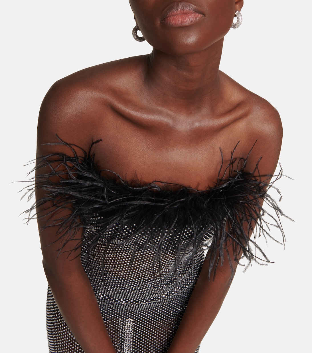 Feather-trimmed embellished midi dress | Giuseppe di Morabito