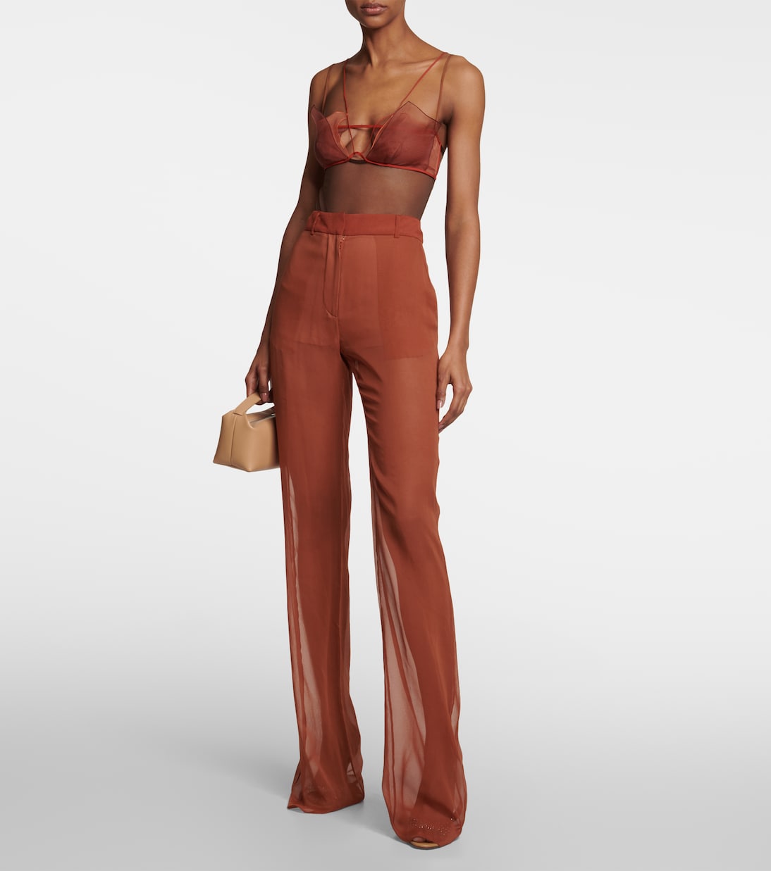 Pantalon ample à taille mi-haute en soie | Nensi Dojaka