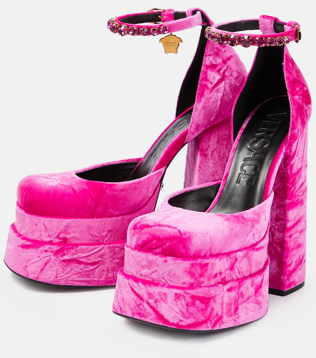 Escarpins Medusa Aevitas à plateau en velours | Versace