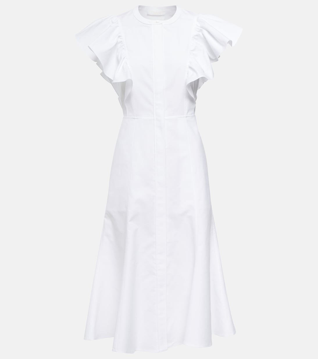 Ruffle-trimed cotton midi dress | Chloé