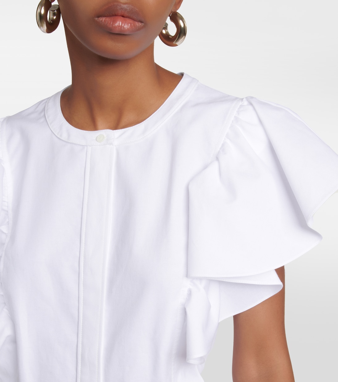Ruffle-trimed cotton midi dress | Chloé