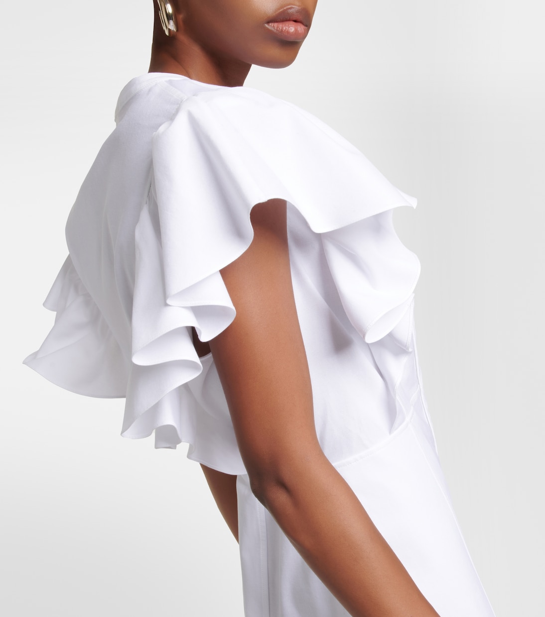 Ruffle-trimed cotton midi dress | Chloé