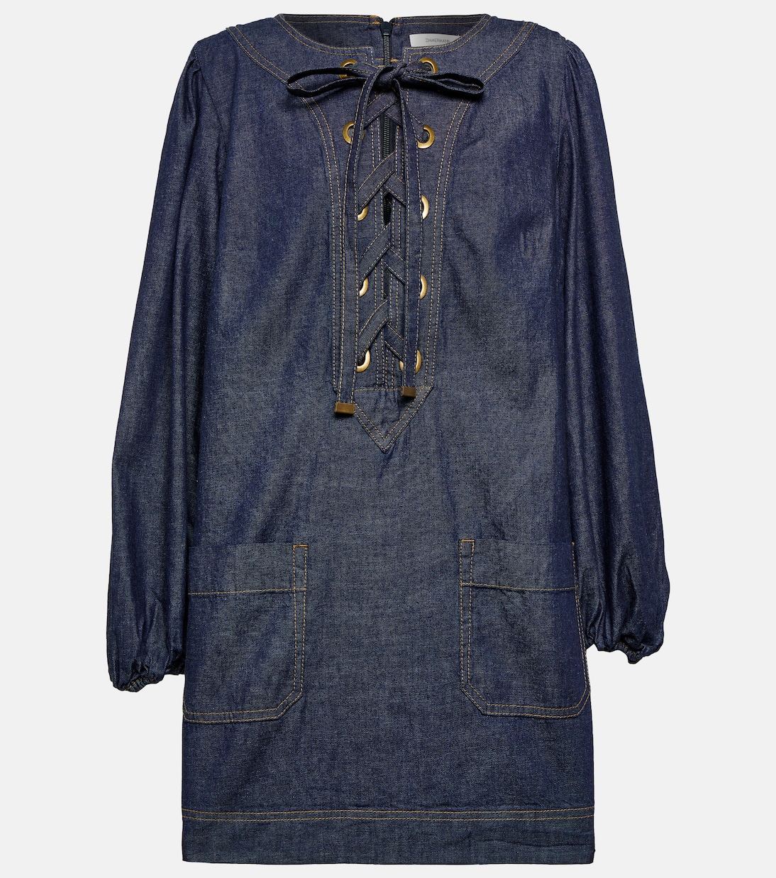 Devi lace-up denim minidress | Zimmermann