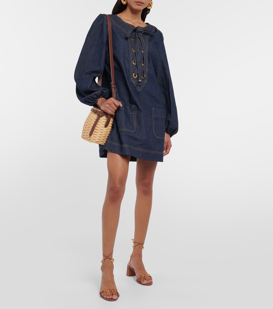 Devi lace-up denim minidress | Zimmermann
