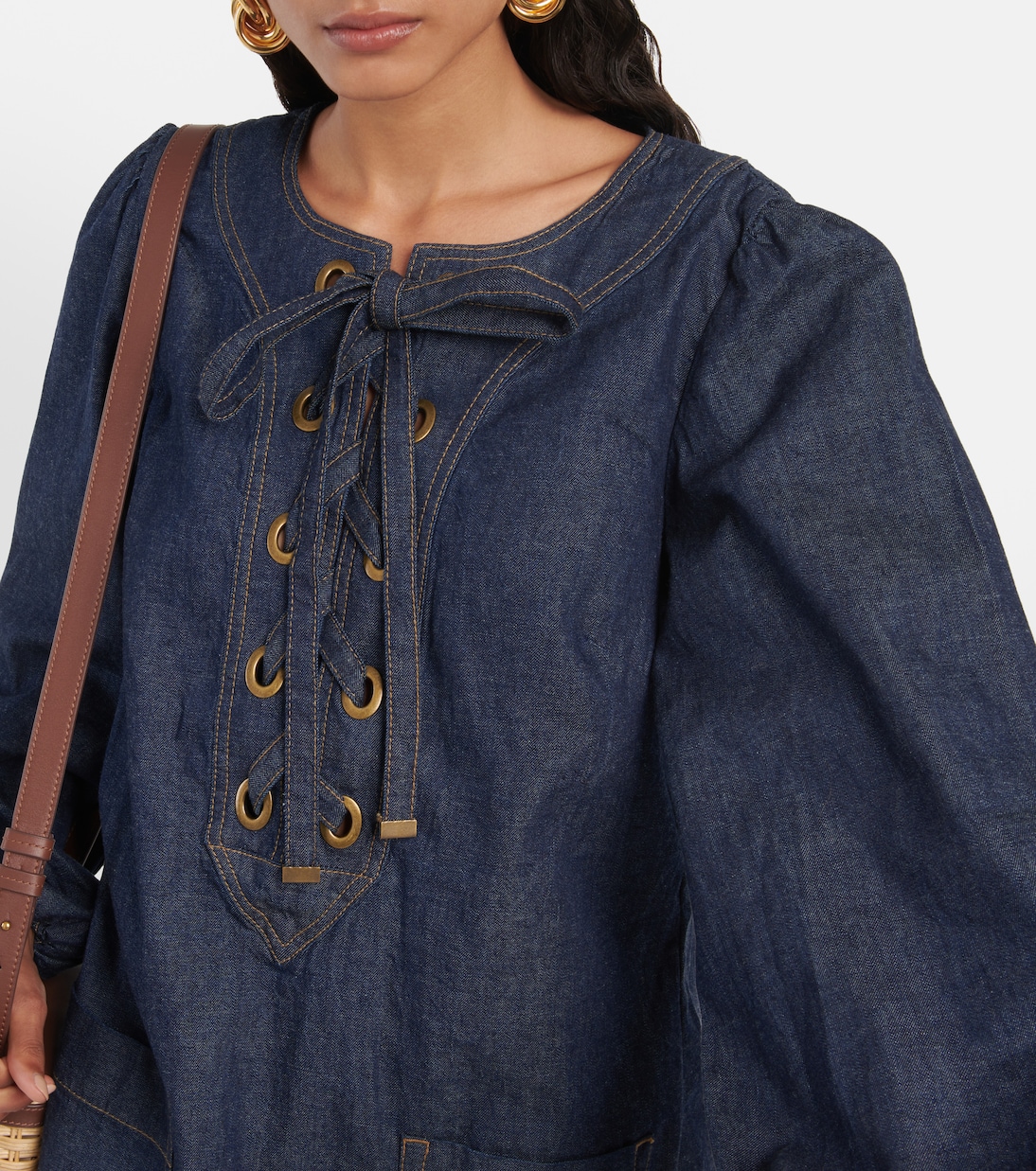 Devi lace-up denim minidress | Zimmermann