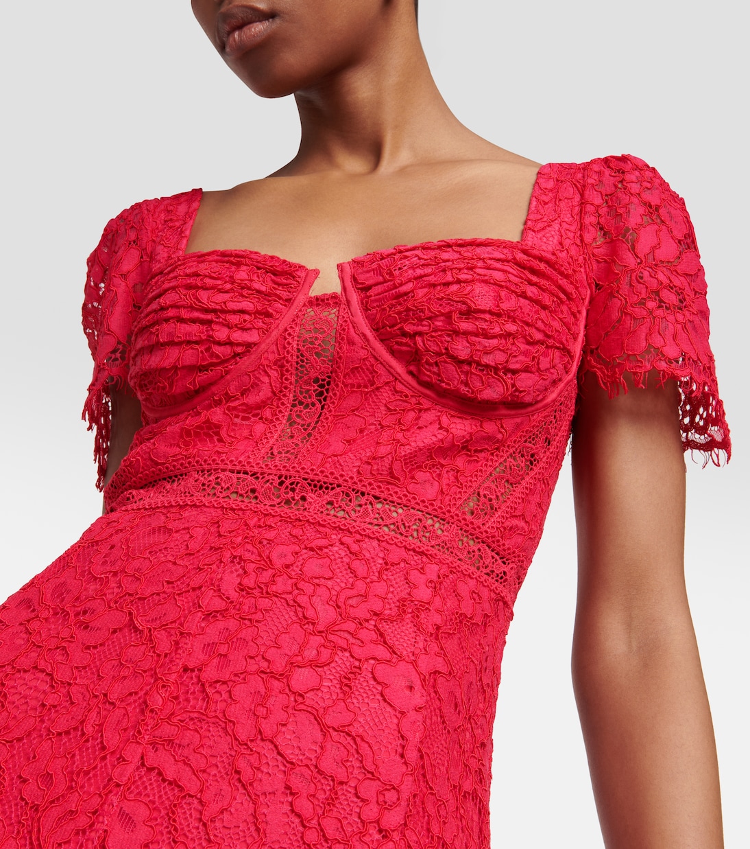 Lace crêpe midi dress | Self-Portrait
