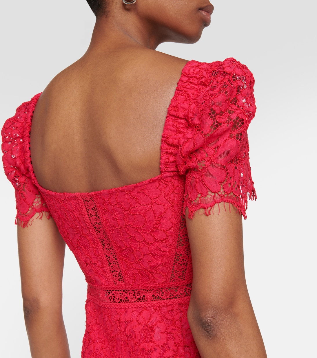 Lace crêpe midi dress | Self-Portrait