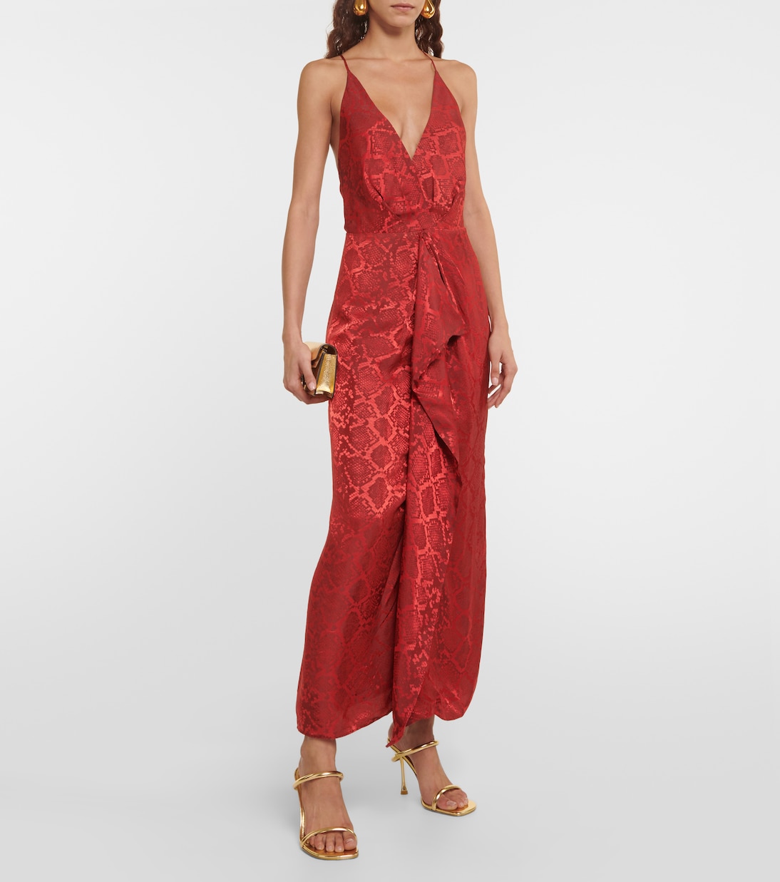 Carmine snake-print satin maxi dress | Simkhai